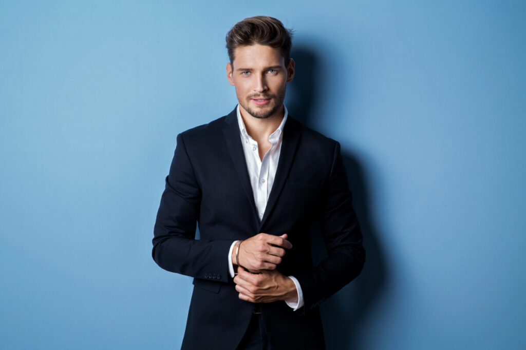 Man wearing a suit for formal attire