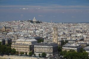 Montmartre seen from Notre Dame de Paris, including the Basilica of the Sacré-Cœur