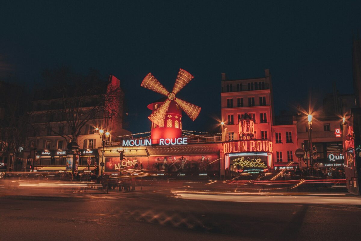 Moulin Rouge in Paris at night