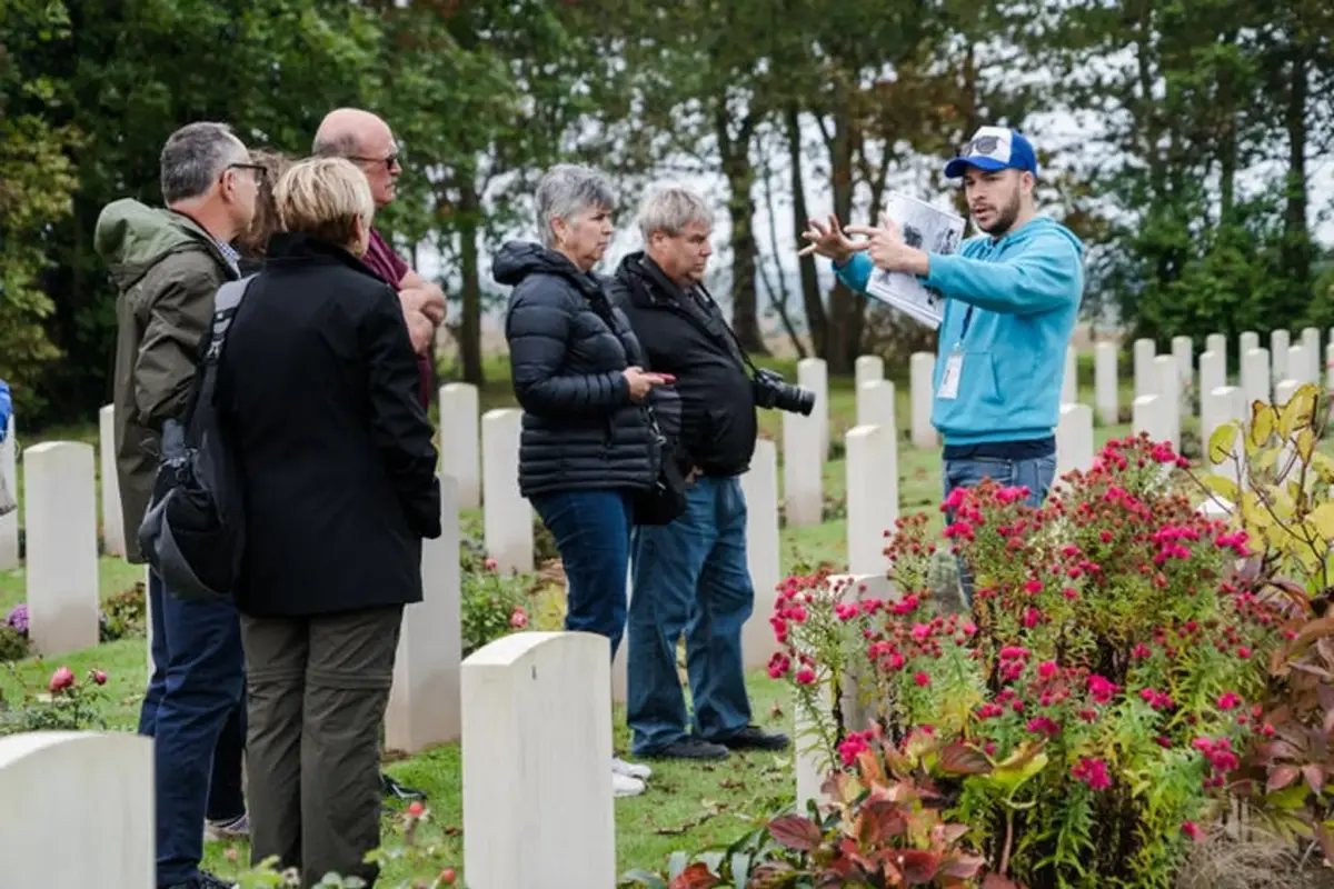 Normandy D-Day beaches with Juno Beach, bunkers and Canadian cemetery from Paris