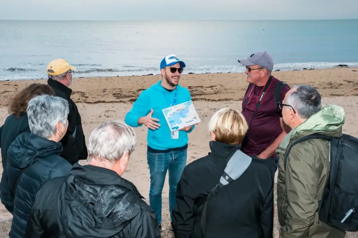 Normandy D-Day beaches with Juno Beach, bunkers and Canadian cemetery from Paris