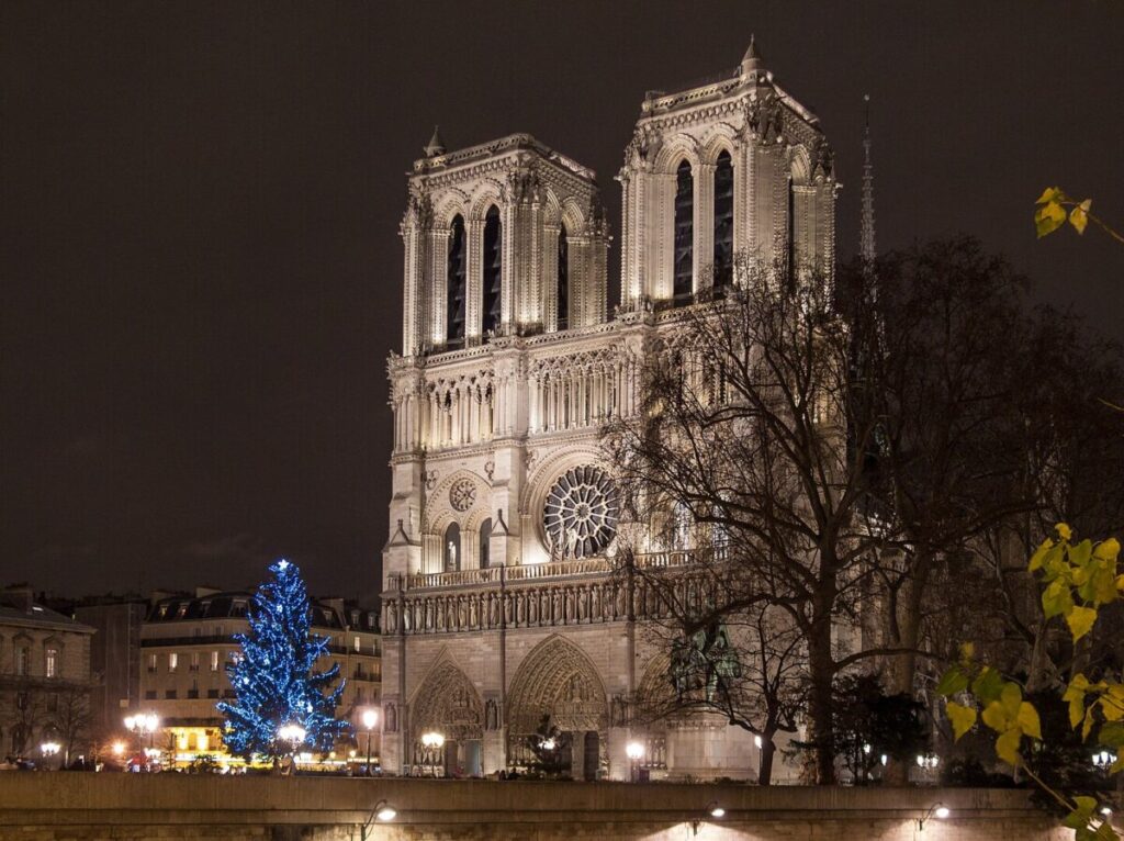 Notre-Dame de Paris Christmas tree and lights
