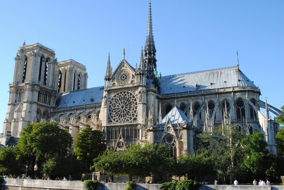 Look and architecture of Notre-Dame de Paris in Paris, France