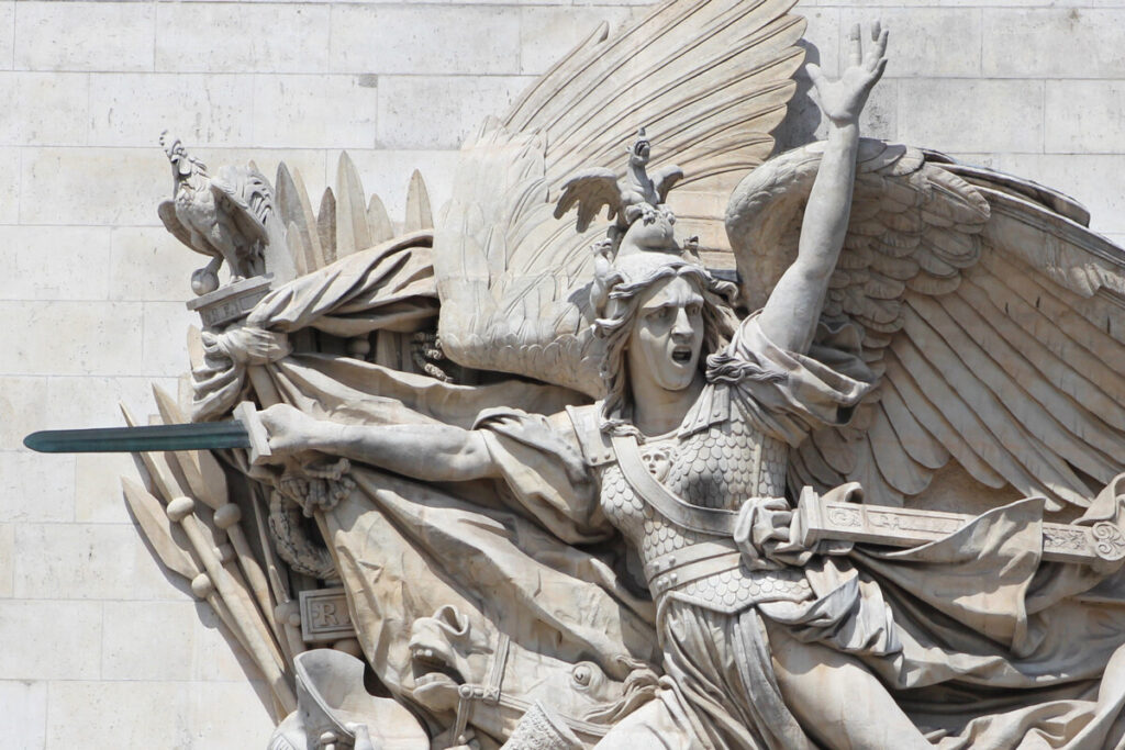 Soldier Sculpture in Arc de Triomphe Monument in Paris, France