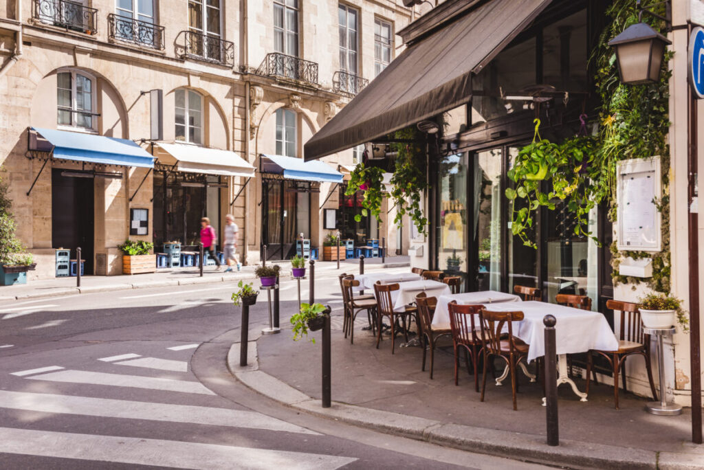 Paris Street with Gastronomy Establishments 