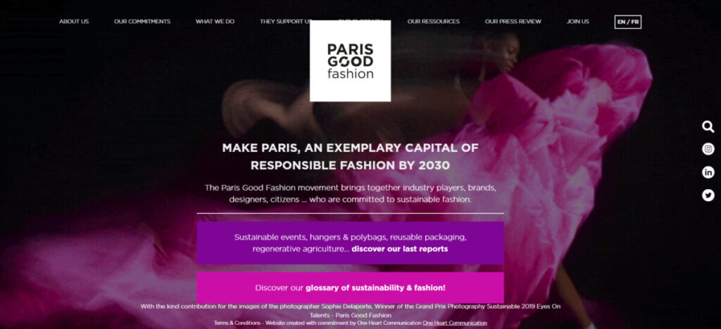 Paris Good Fashion website landing page