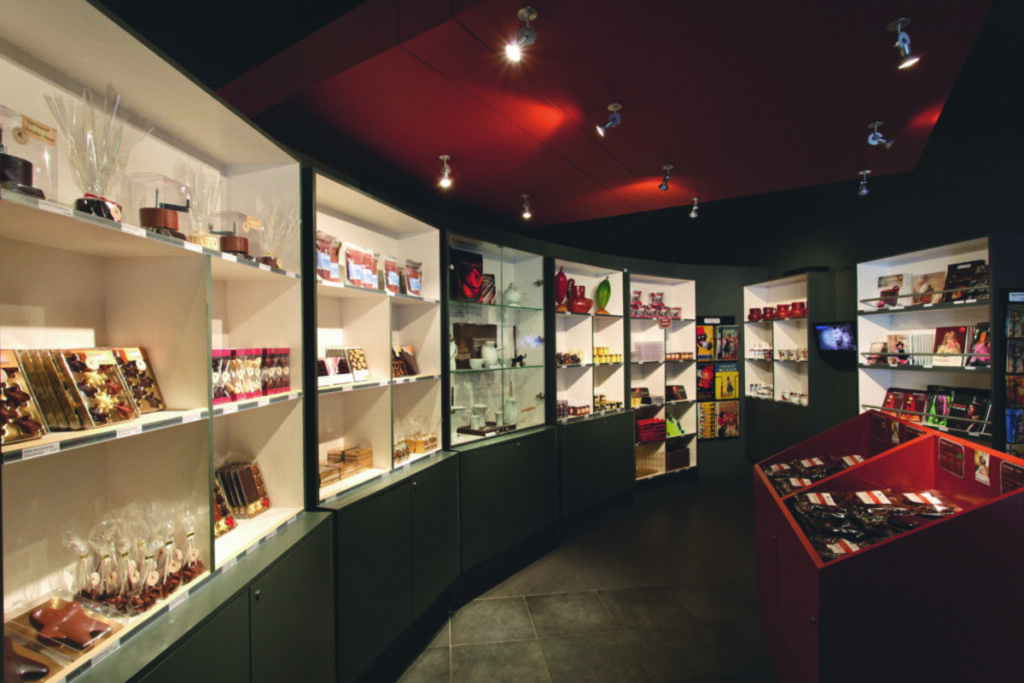 Different chocolate display in Paris Gourmet Chocolate Museum