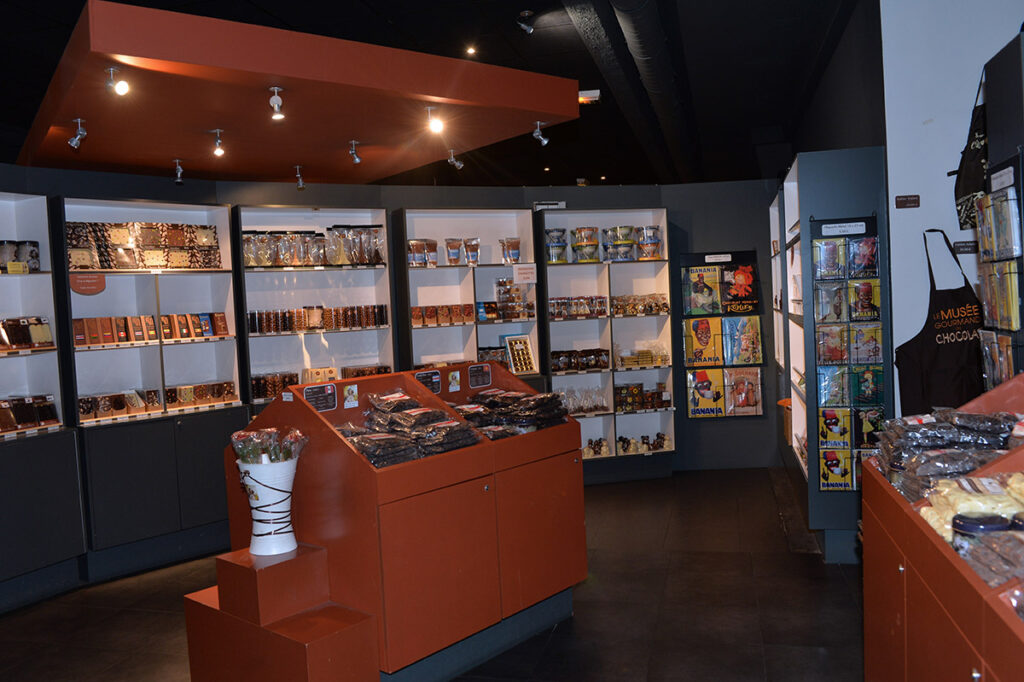 Various chocolate displays in Paris Gourmet Chocolate Museum