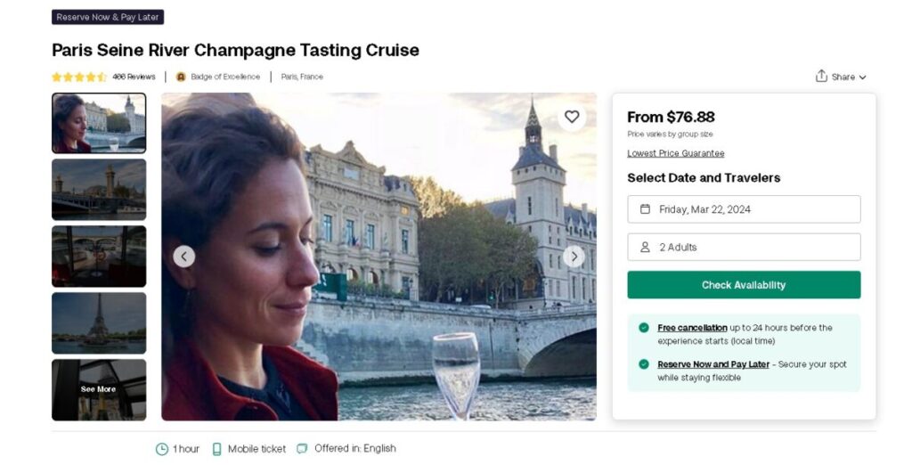 Paris Seine River Champagne Tasting Cruise Booking
