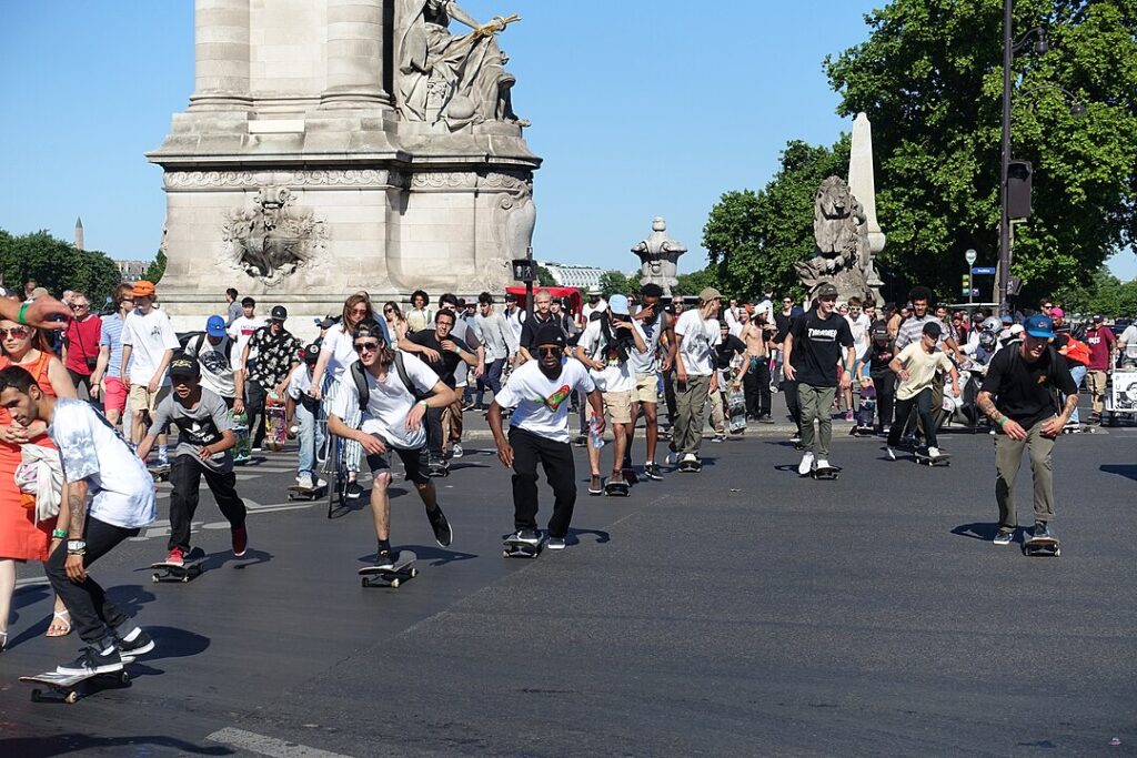 Skateboarders Skating in Paris