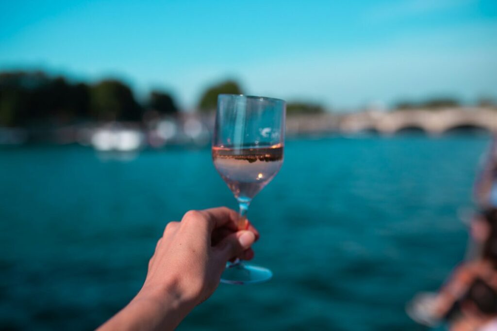 Glass of wine in Paris wine