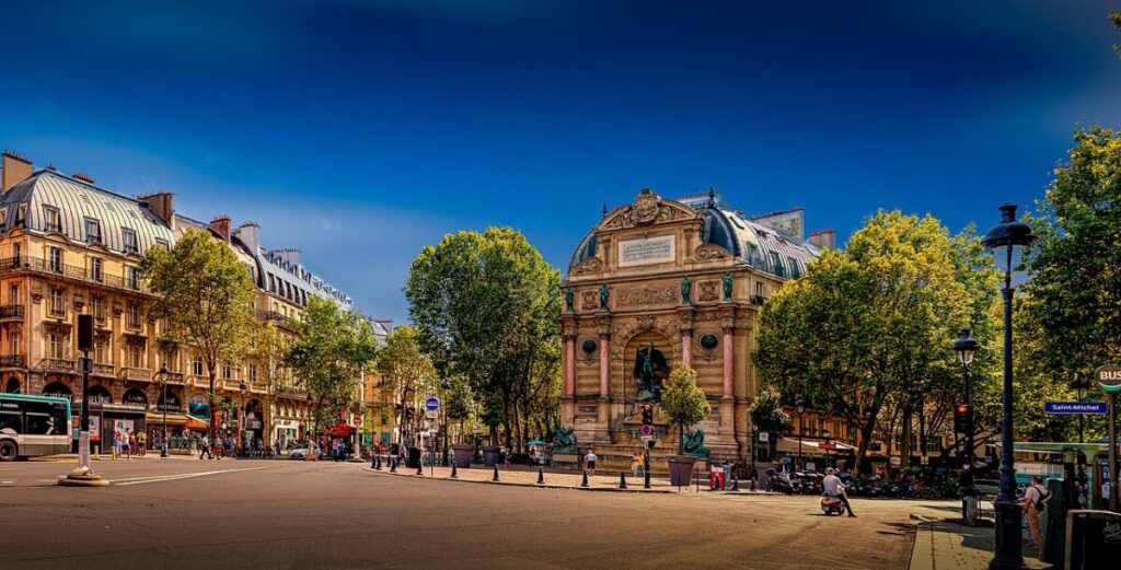 Place Saint Michel in Latin Quarter, Paris