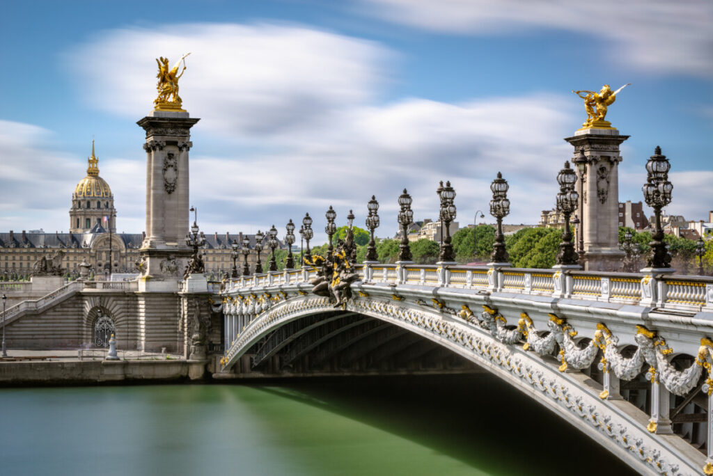 Pont Alexandre III Bridge and Seine River in Paris, France