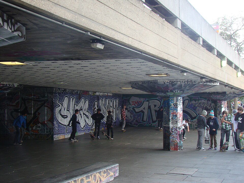 Skaters in Queen Elizabeth Hall, London