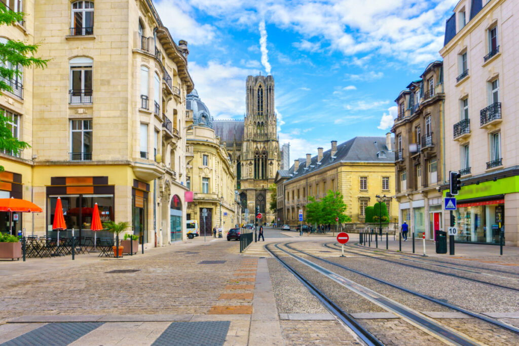 Street, architectures, and skyline in Reims, France