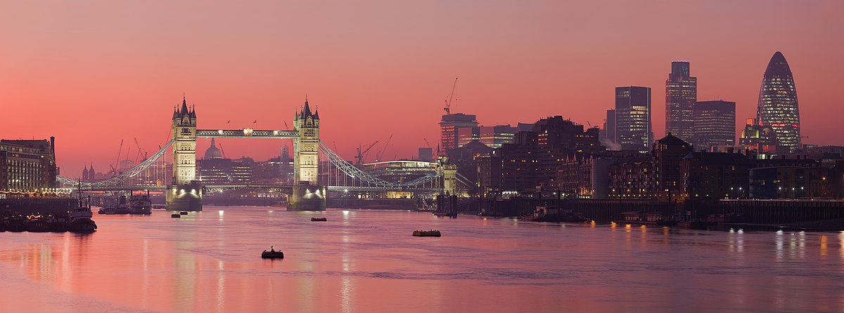 London skyline from the Bermondsey banks of the Thames