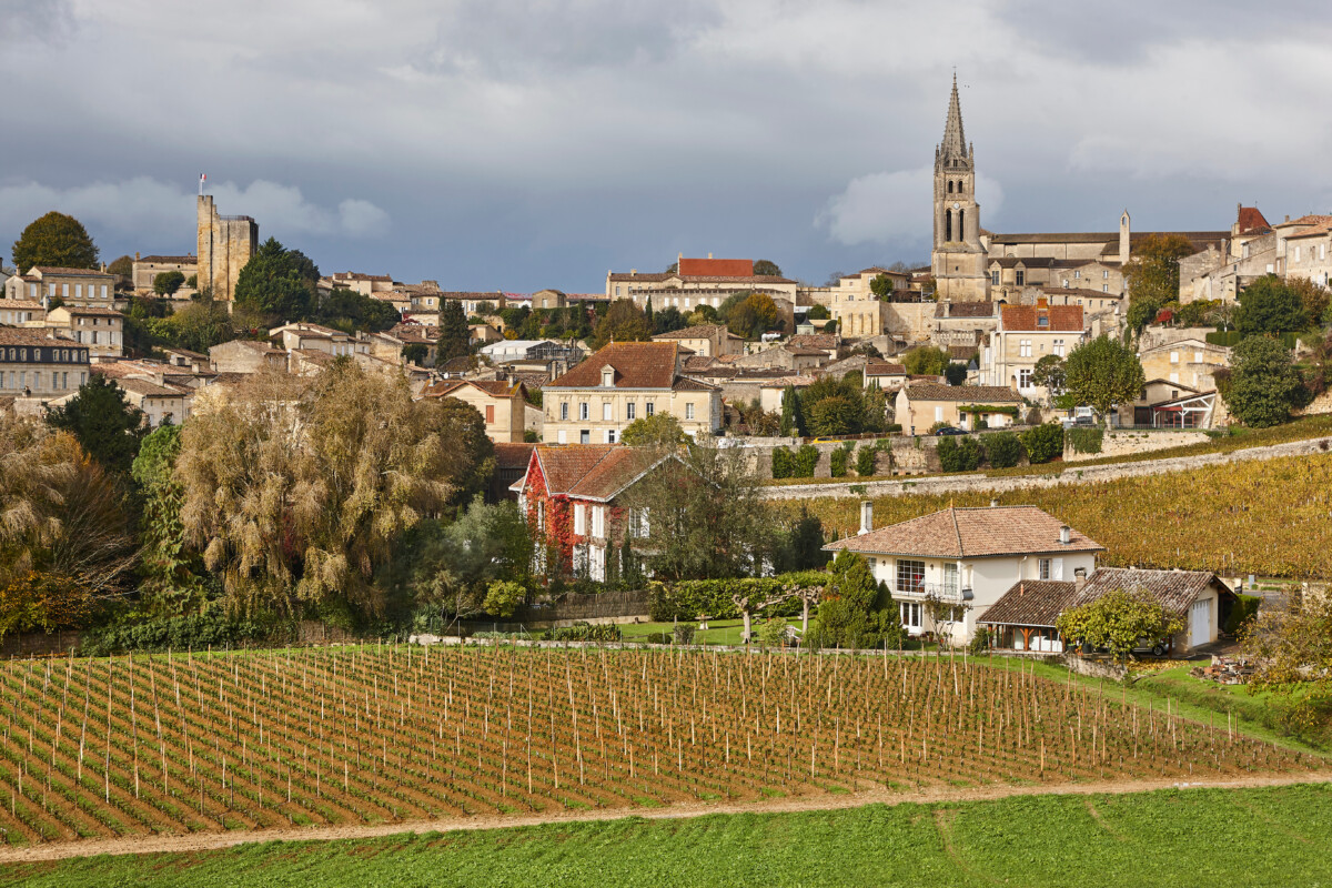 St. Emilion medieval old town and church. Viticulture village. France