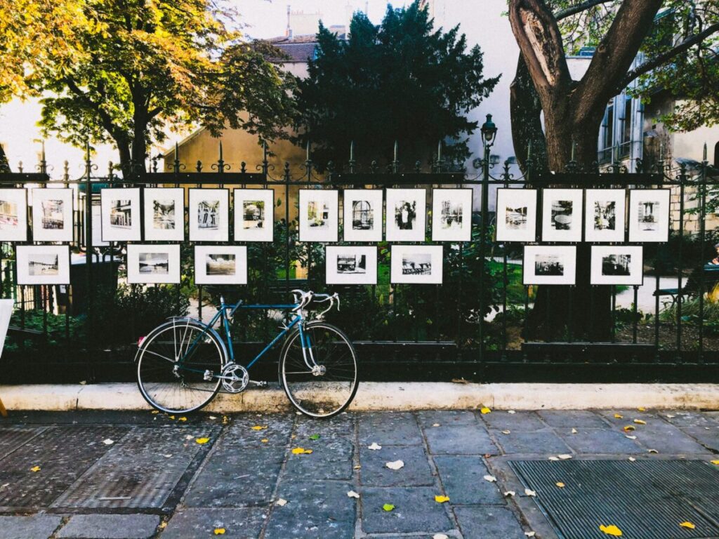 Bike and displayed in Saint-Germain-des-Prés, Paris, France