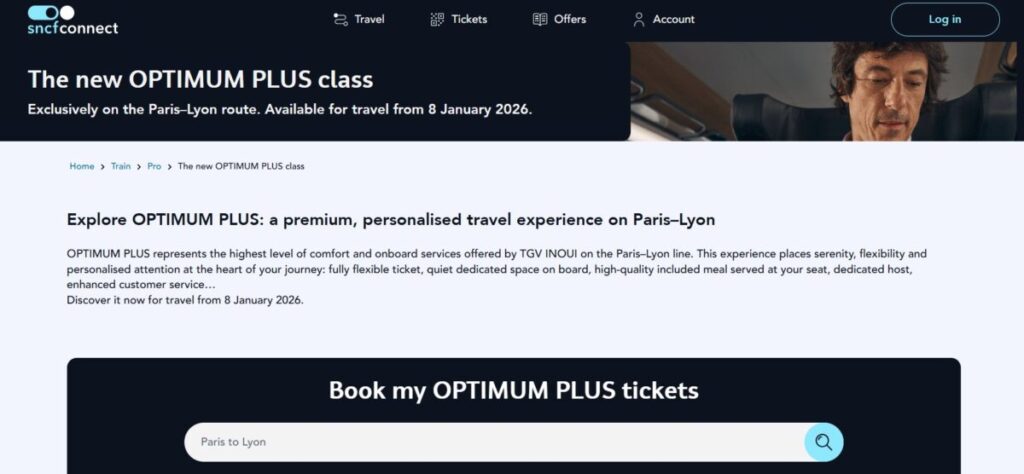 Review of SNCF Optimum Class services on the Paris website, highlighting features and customer experiences.