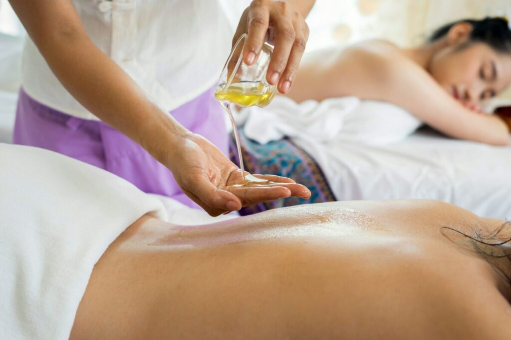 Two girls enjoying a spa massage