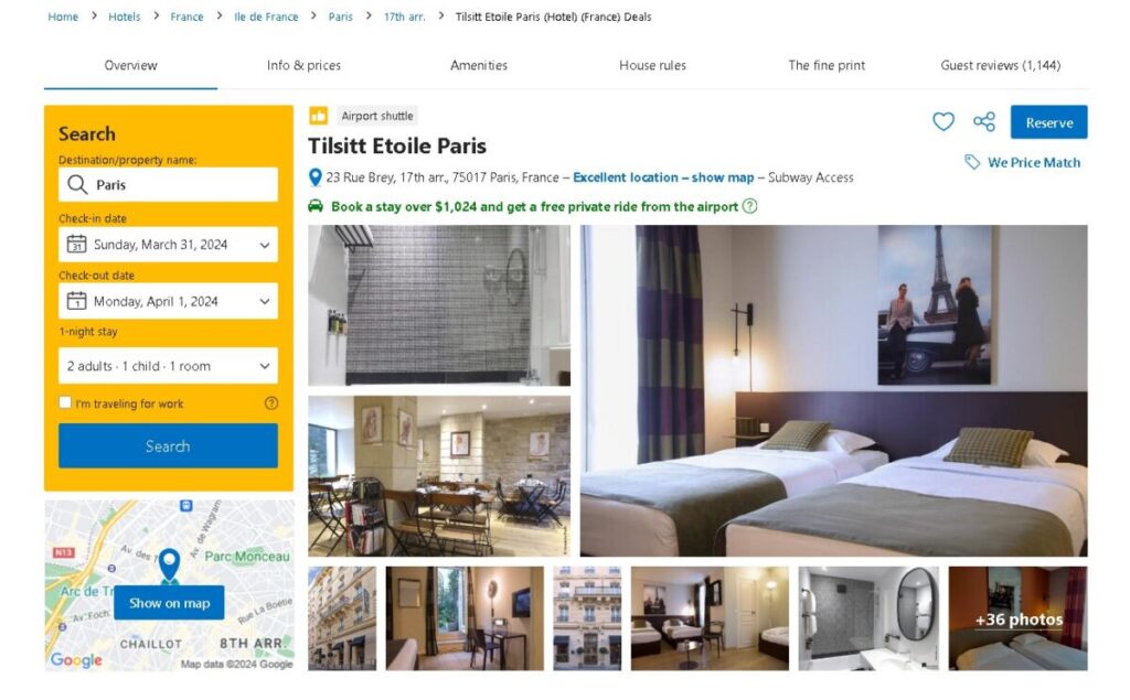 Booking Tilsitt Etoile in Booking.com