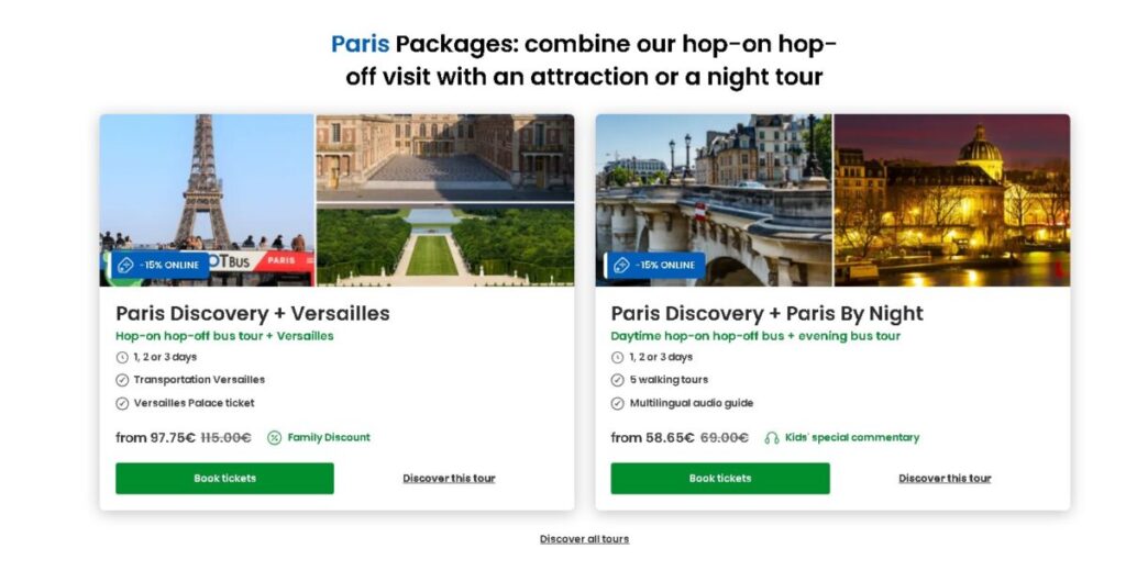 Tootbus Paris tour packages