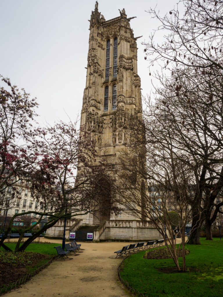 Tour Saint-Jacques exterior and architecture look close-up